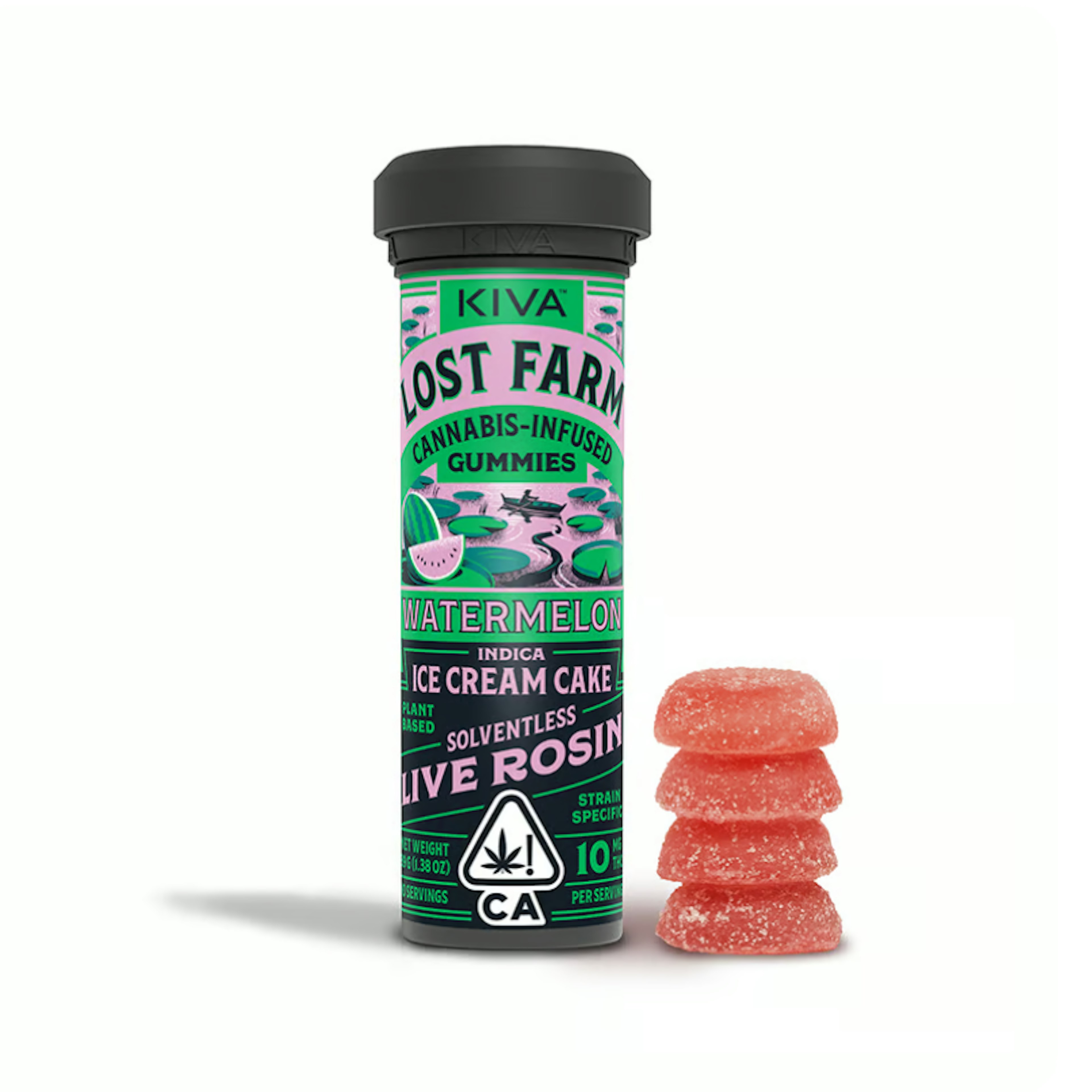 Lost Farm: Watermelon Ice Cream Cake Rosin Gummies - 100mg - Kiva Confections - null - $20 - Edibles