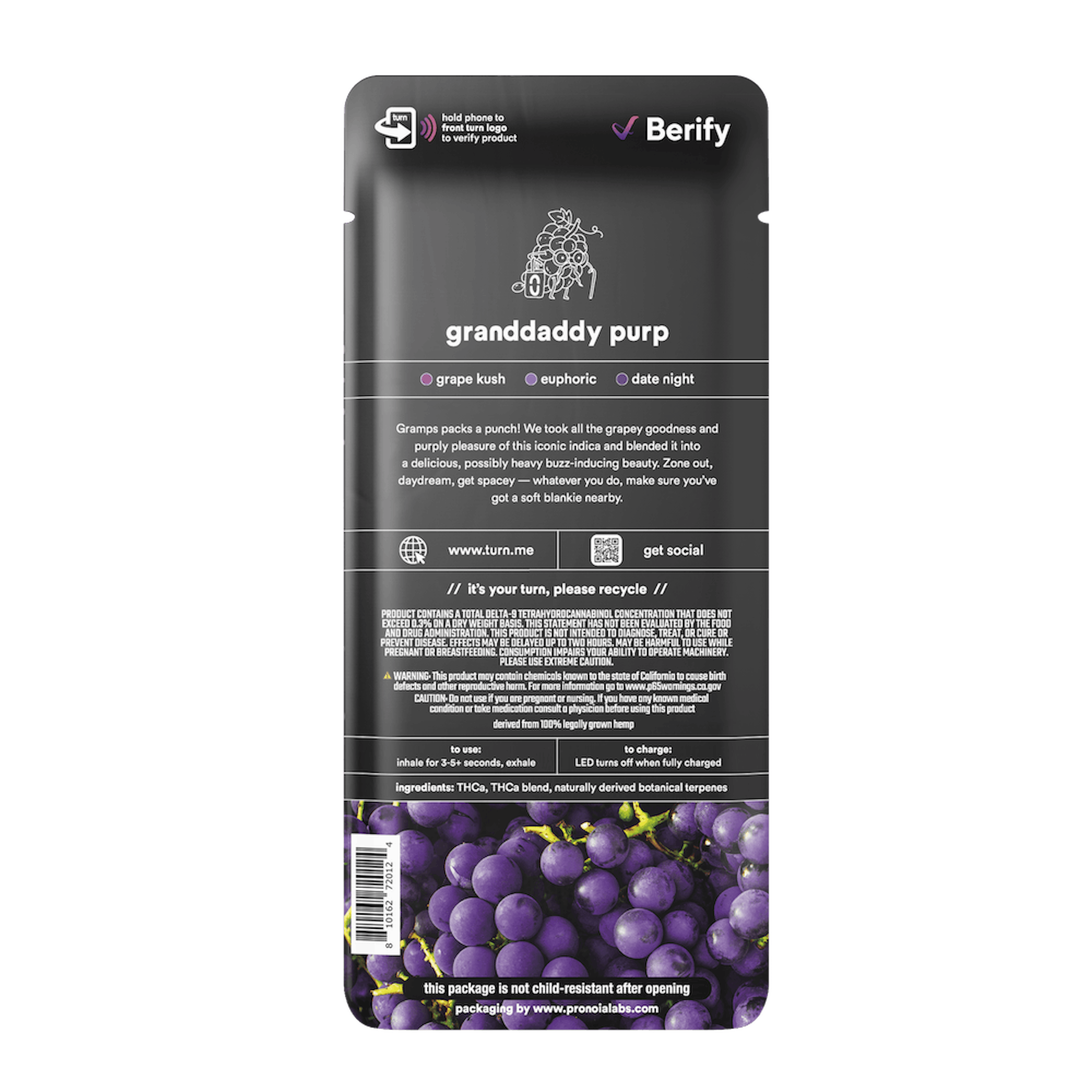 Granddaddy Purp Botanica Blends Disposable 1g - turn | Shop – SWED